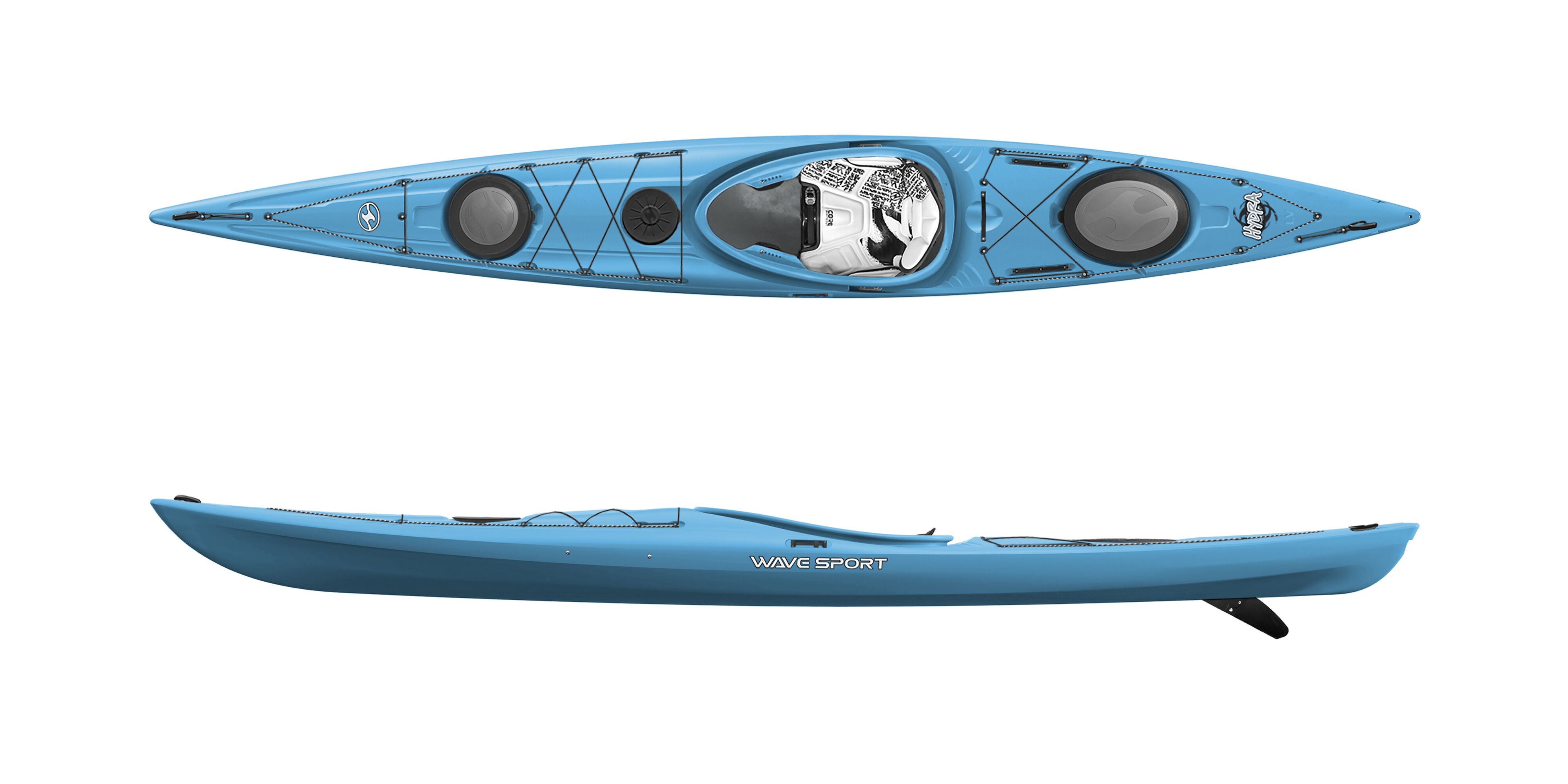 Top & Side views of Hydra touring kayak